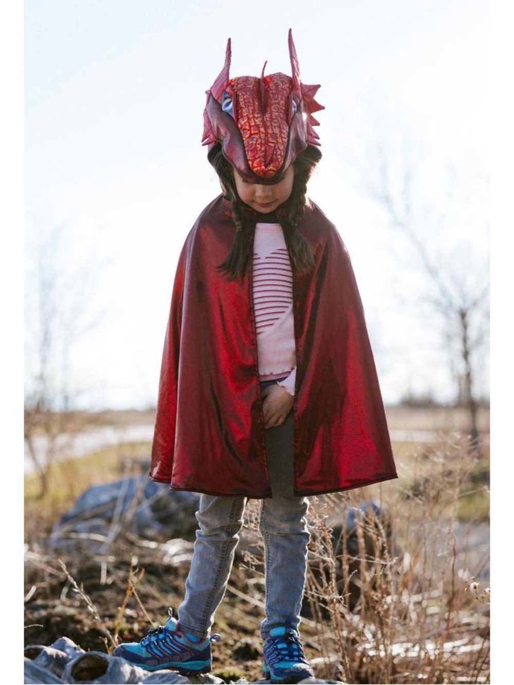 Child's Red Dragon Cape with Hood - Halloween Costume
